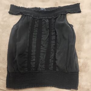 American Eagle Outfitters Black Off-Shoulder Blouse